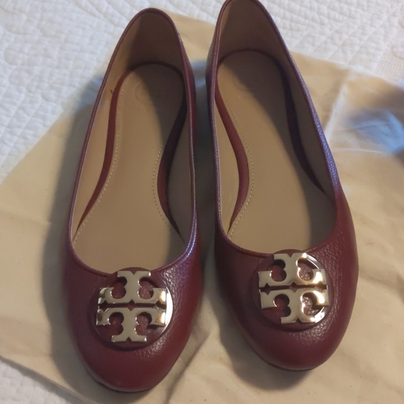 Tory Burch Shoes | Tory Burch Burgundy Flats Worn Once 85 | Poshmark